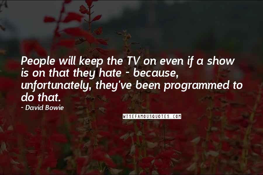 David Bowie Quotes: People will keep the TV on even if a show is on that they hate - because, unfortunately, they've been programmed to do that.