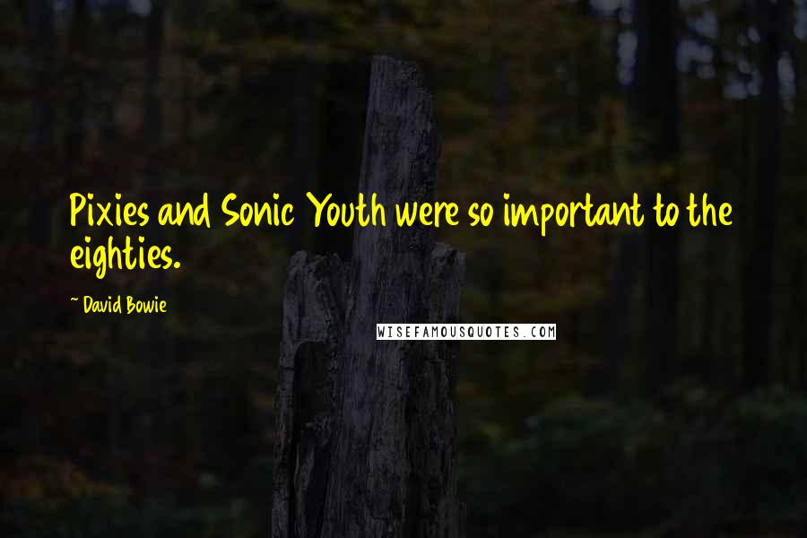 David Bowie Quotes: Pixies and Sonic Youth were so important to the eighties.