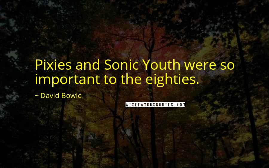 David Bowie Quotes: Pixies and Sonic Youth were so important to the eighties.
