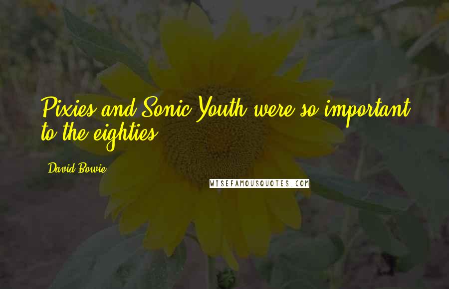 David Bowie Quotes: Pixies and Sonic Youth were so important to the eighties.