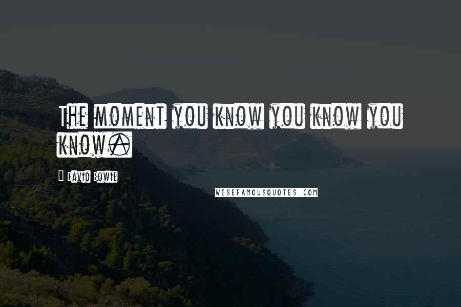 David Bowie Quotes: The moment you know you know you know.