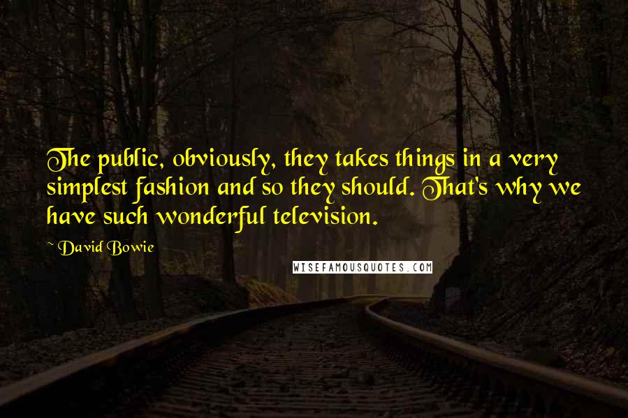 David Bowie Quotes: The public, obviously, they takes things in a very simplest fashion and so they should. That's why we have such wonderful television.