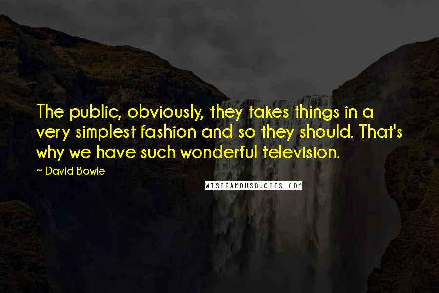 David Bowie Quotes: The public, obviously, they takes things in a very simplest fashion and so they should. That's why we have such wonderful television.