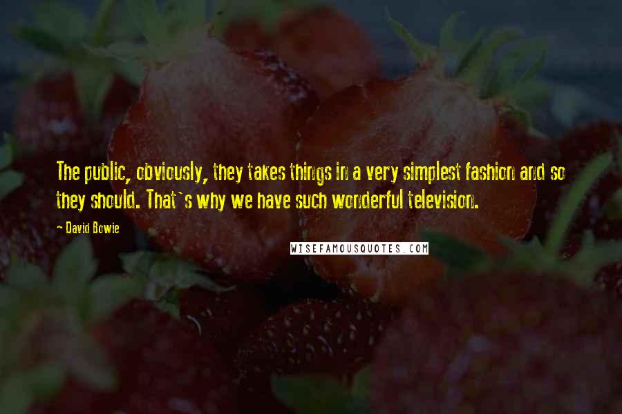 David Bowie Quotes: The public, obviously, they takes things in a very simplest fashion and so they should. That's why we have such wonderful television.