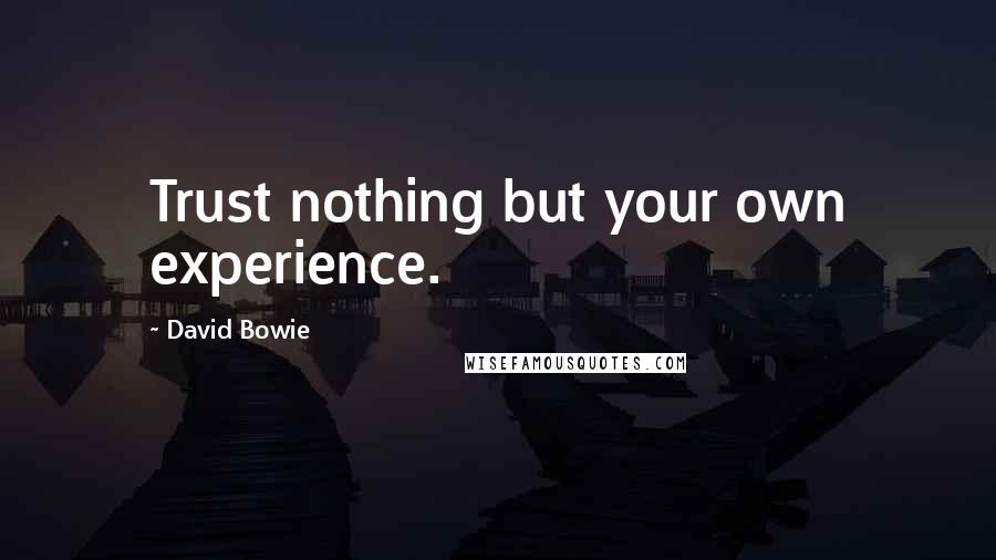 David Bowie Quotes: Trust nothing but your own experience.