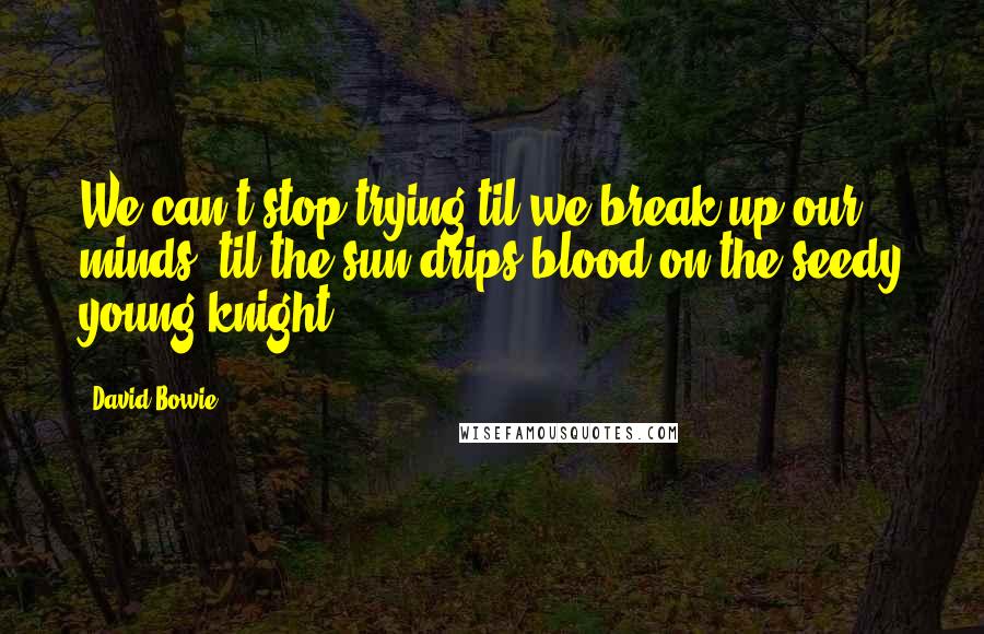 David Bowie Quotes: We can't stop trying til we break up our minds, til the sun drips blood on the seedy young knight.