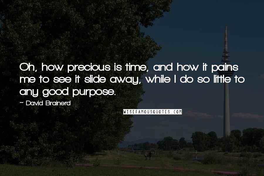 David Brainerd Quotes: Oh, how precious is time, and how it pains me to see it slide away, while I do so little to any good purpose.