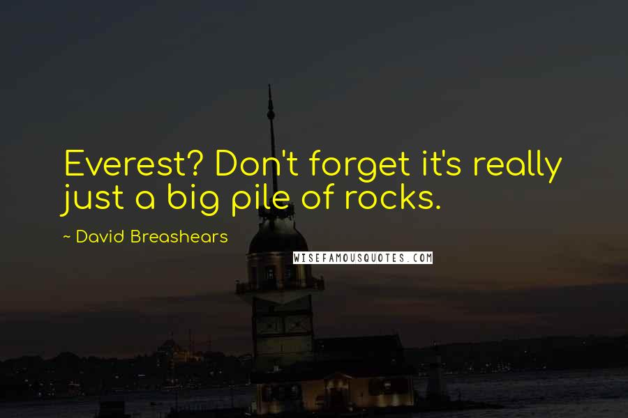David Breashears Quotes: Everest? Don't forget it's really just a big pile of rocks.