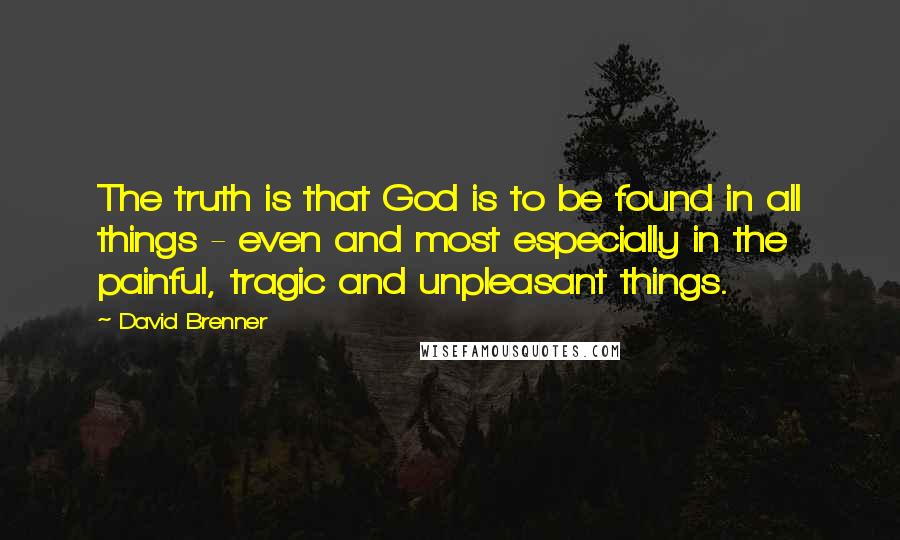 David Brenner Quotes: The truth is that God is to be found in all things - even and most especially in the painful, tragic and unpleasant things.