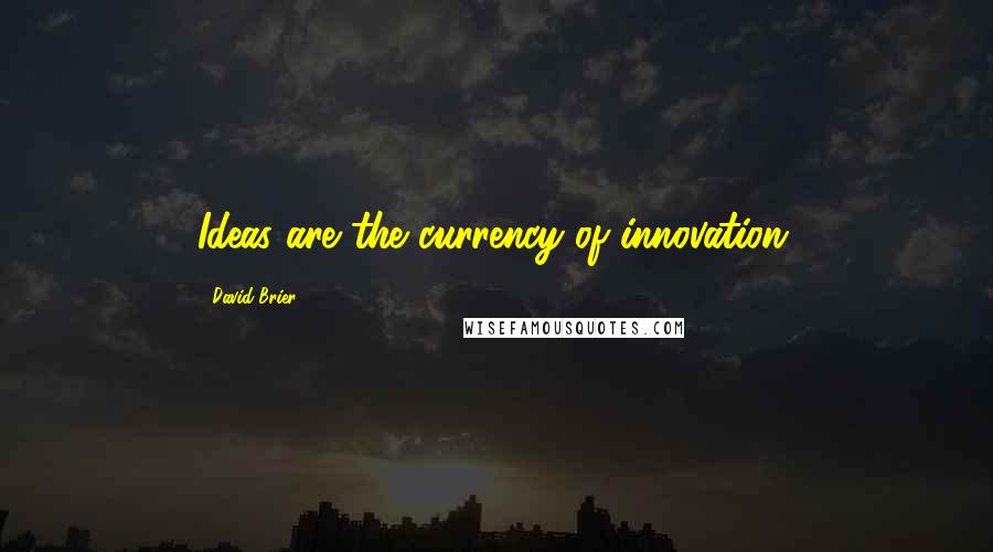 David Brier Quotes: Ideas are the currency of innovation.