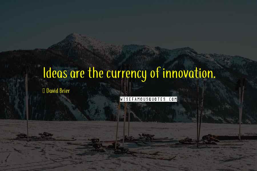 David Brier Quotes: Ideas are the currency of innovation.