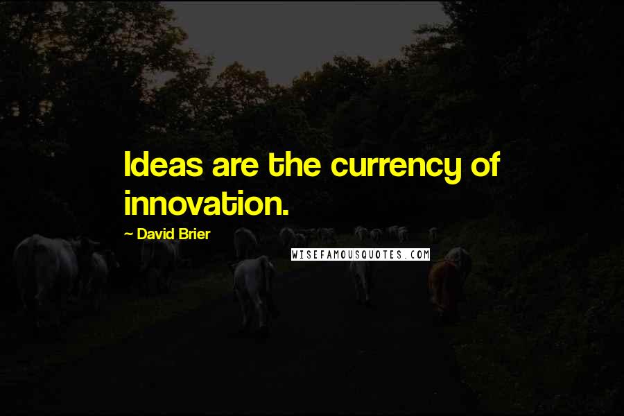 David Brier Quotes: Ideas are the currency of innovation.