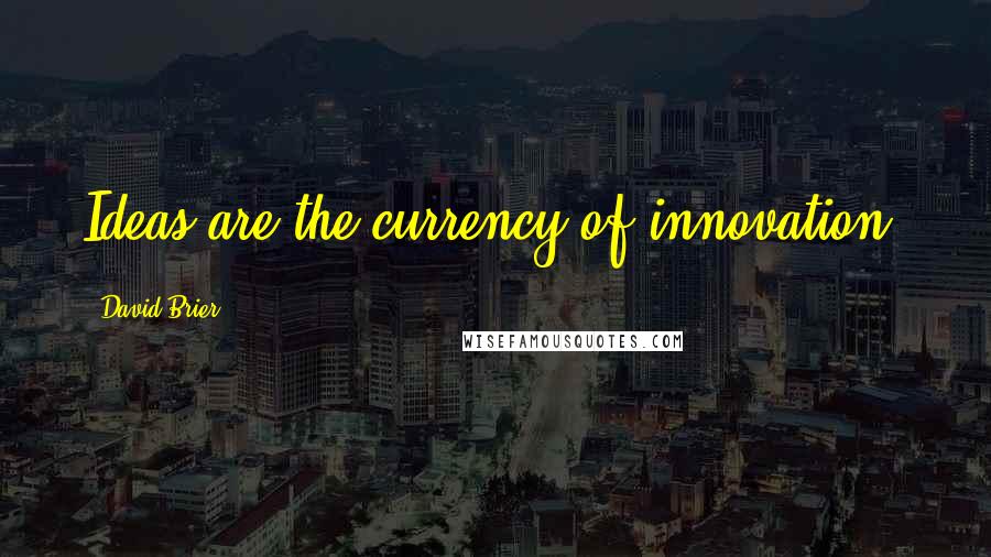 David Brier Quotes: Ideas are the currency of innovation.