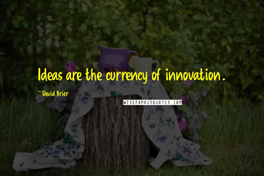 David Brier Quotes: Ideas are the currency of innovation.