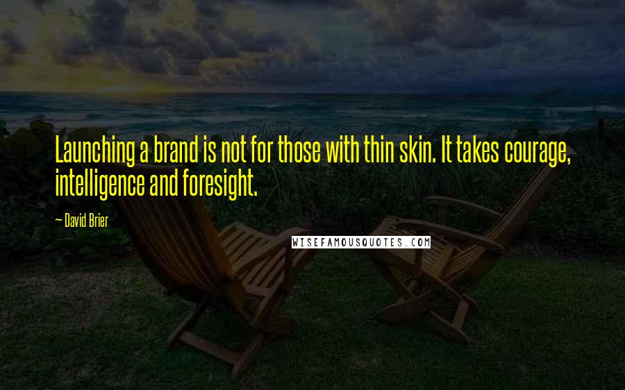 David Brier Quotes: Launching a brand is not for those with thin skin. It takes courage, intelligence and foresight.