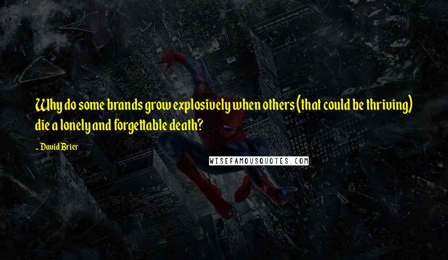 David Brier Quotes: Why do some brands grow explosively when others (that could be thriving) die a lonely and forgettable death?