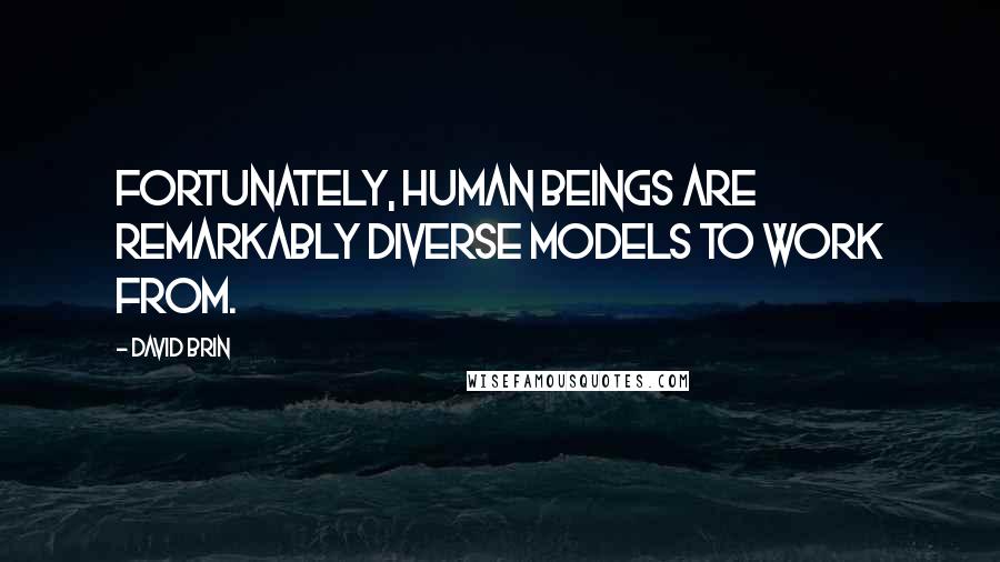 David Brin Quotes: Fortunately, human beings are remarkably diverse models to work from.