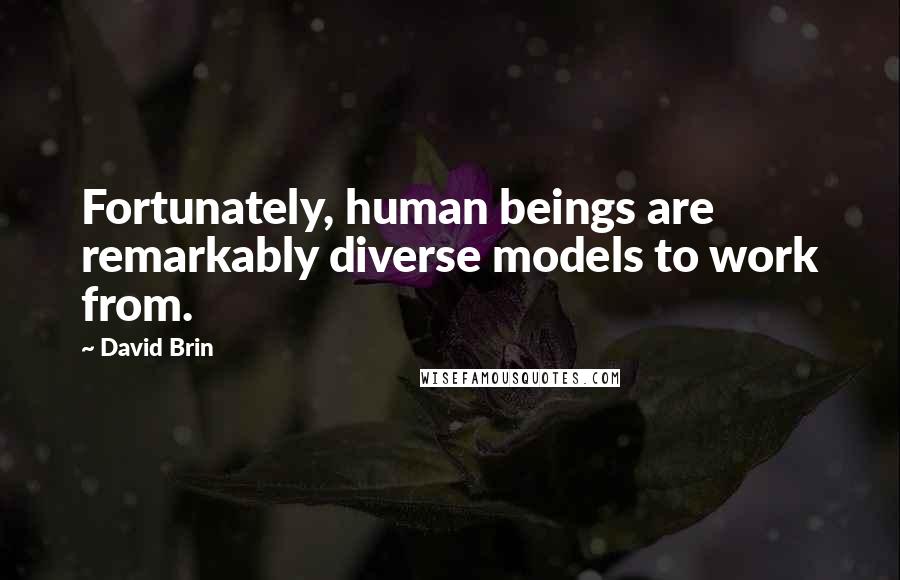 David Brin Quotes: Fortunately, human beings are remarkably diverse models to work from.