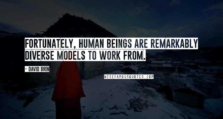 David Brin Quotes: Fortunately, human beings are remarkably diverse models to work from.