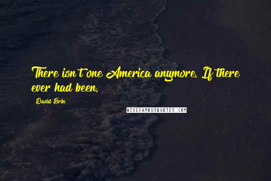 David Brin Quotes: There isn't one America anymore. If there ever had been.