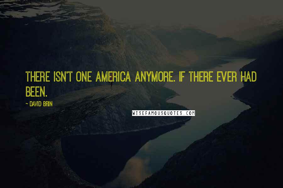 David Brin Quotes: There isn't one America anymore. If there ever had been.