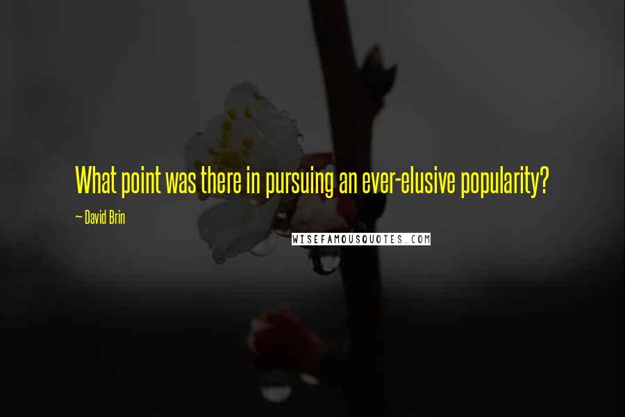 David Brin Quotes: What point was there in pursuing an ever-elusive popularity?