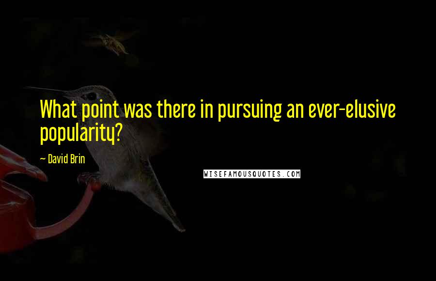 David Brin Quotes: What point was there in pursuing an ever-elusive popularity?