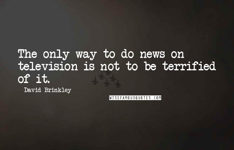 David Brinkley Quotes: The only way to do news on television is not to be terrified of it.