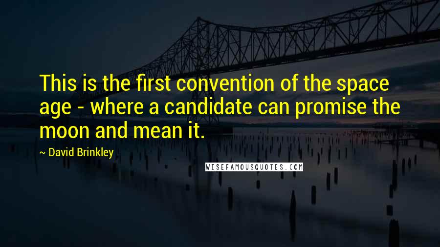 David Brinkley Quotes: This is the first convention of the space age - where a candidate can promise the moon and mean it.