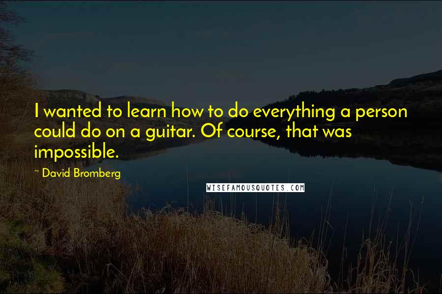 David Bromberg Quotes: I wanted to learn how to do everything a person could do on a guitar. Of course, that was impossible.