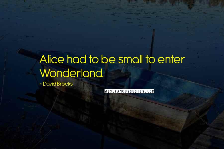 David Brooks Quotes: Alice had to be small to enter Wonderland.