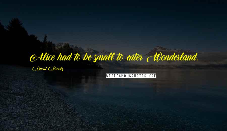 David Brooks Quotes: Alice had to be small to enter Wonderland.