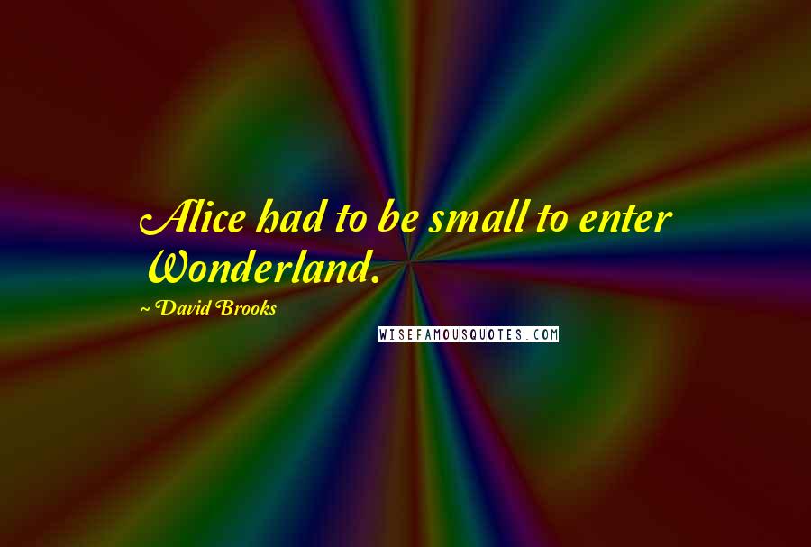 David Brooks Quotes: Alice had to be small to enter Wonderland.