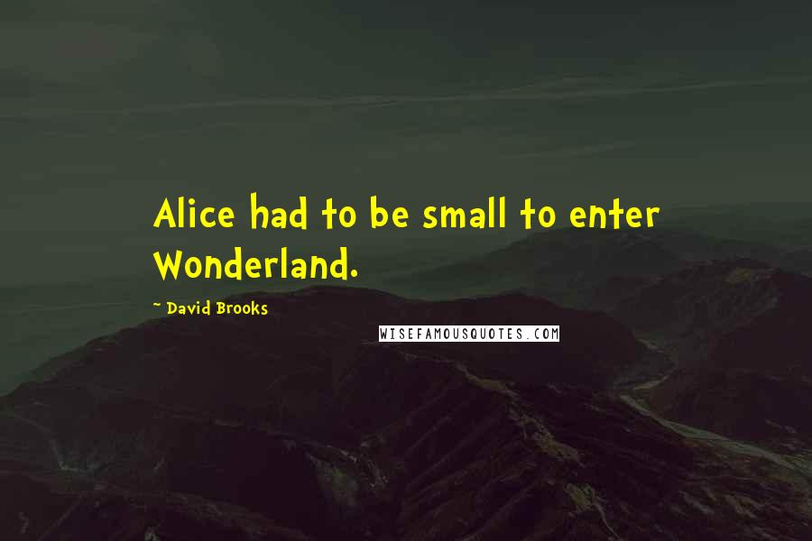 David Brooks Quotes: Alice had to be small to enter Wonderland.