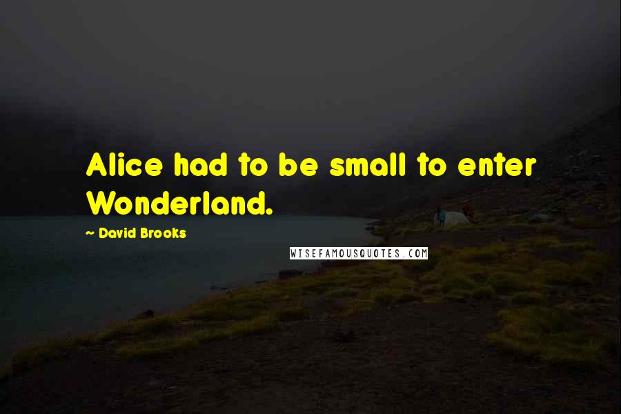 David Brooks Quotes: Alice had to be small to enter Wonderland.