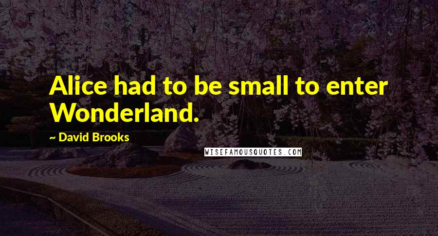 David Brooks Quotes: Alice had to be small to enter Wonderland.