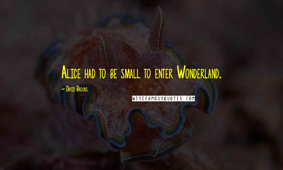 David Brooks Quotes: Alice had to be small to enter Wonderland.