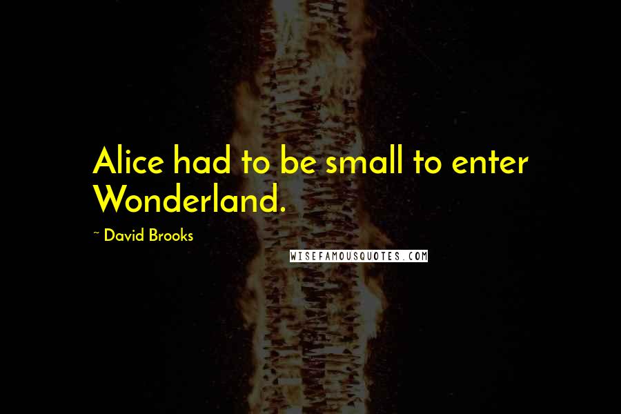 David Brooks Quotes: Alice had to be small to enter Wonderland.