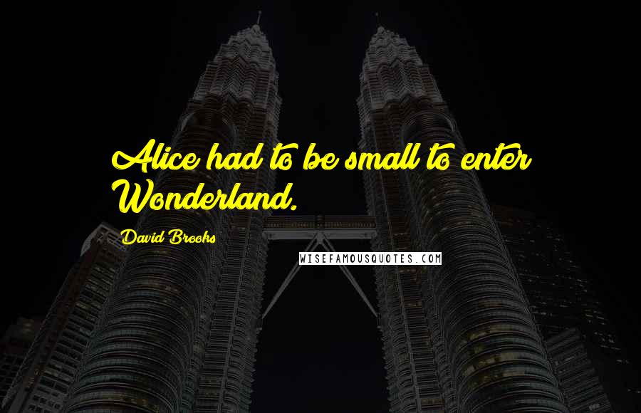 David Brooks Quotes: Alice had to be small to enter Wonderland.