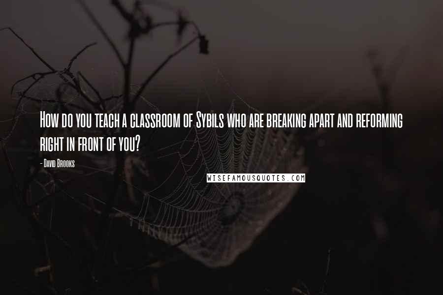 David Brooks Quotes: How do you teach a classroom of Sybils who are breaking apart and reforming right in front of you?