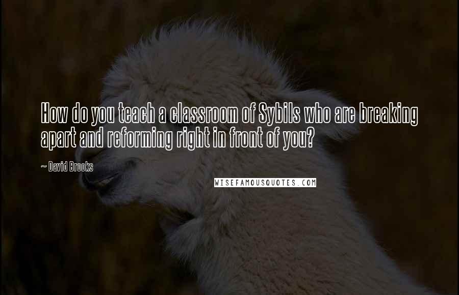 David Brooks Quotes: How do you teach a classroom of Sybils who are breaking apart and reforming right in front of you?