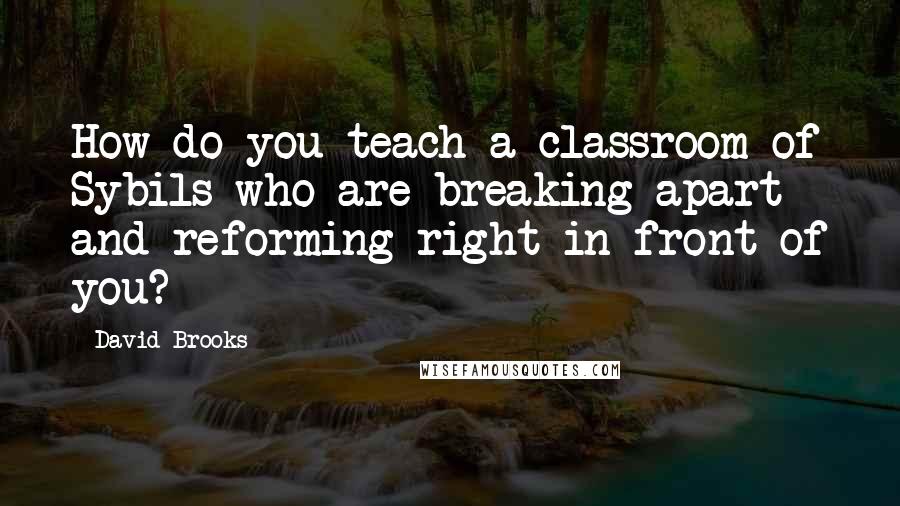 David Brooks Quotes: How do you teach a classroom of Sybils who are breaking apart and reforming right in front of you?