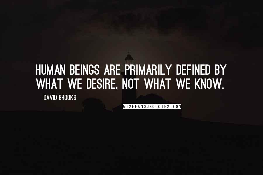 David Brooks Quotes: Human beings are primarily defined by what we desire, not what we know.