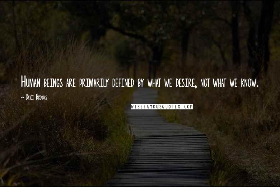 David Brooks Quotes: Human beings are primarily defined by what we desire, not what we know.