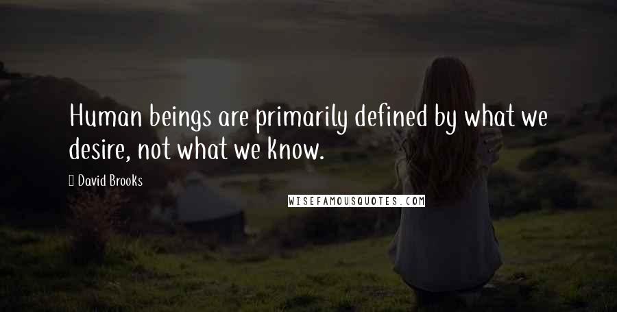 David Brooks Quotes: Human beings are primarily defined by what we desire, not what we know.