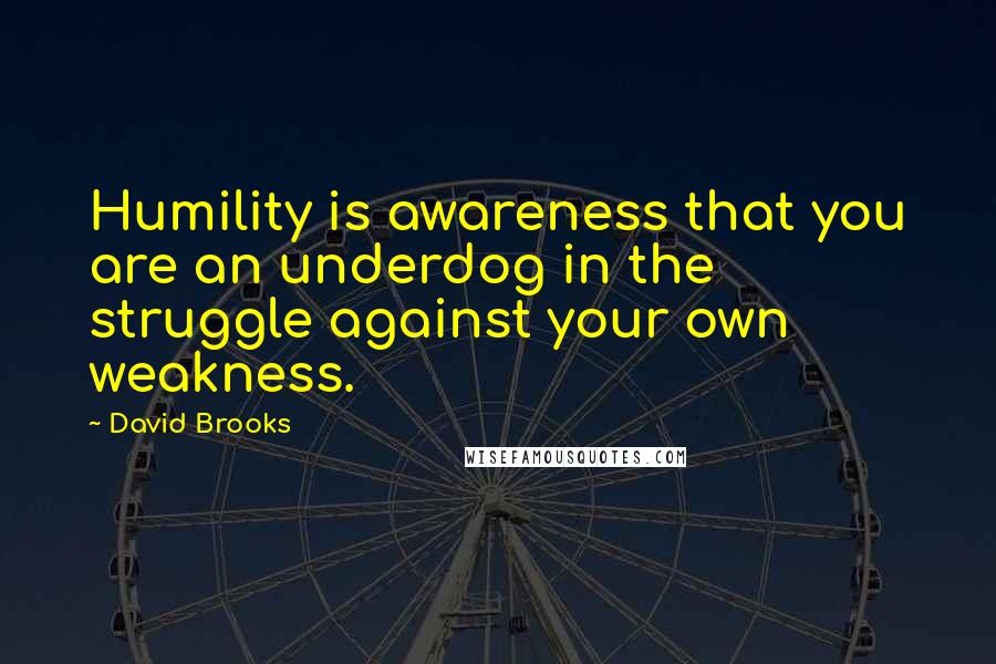 David Brooks Quotes: Humility is awareness that you are an underdog in the struggle against your own weakness.