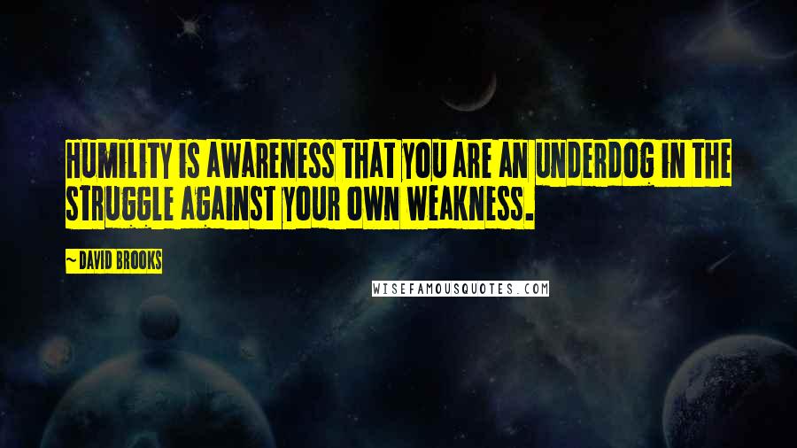 David Brooks Quotes: Humility is awareness that you are an underdog in the struggle against your own weakness.