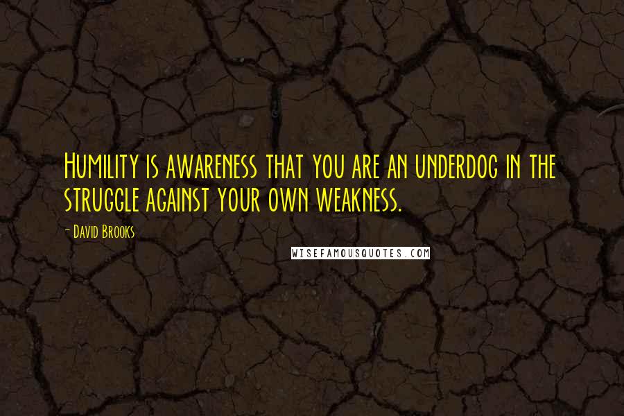 David Brooks Quotes: Humility is awareness that you are an underdog in the struggle against your own weakness.