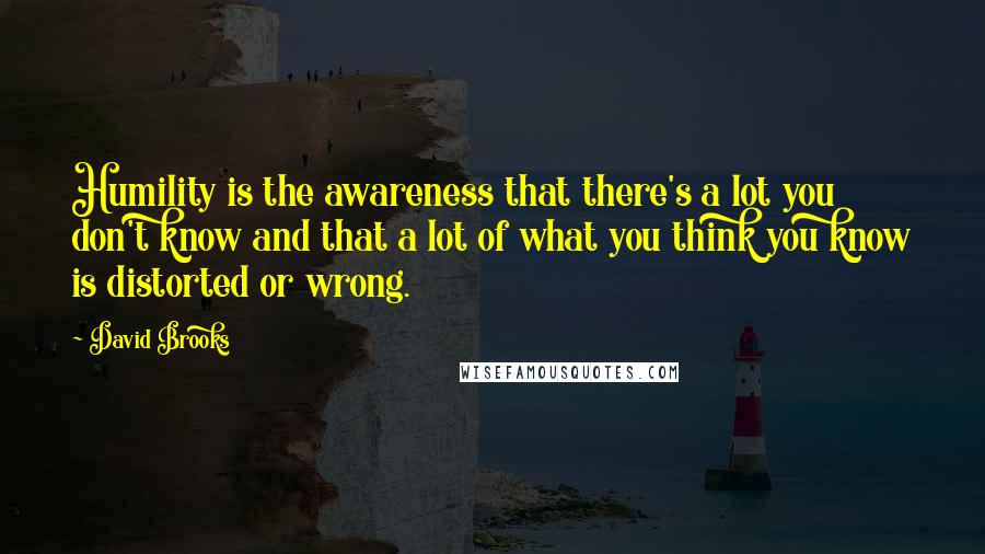 David Brooks Quotes: Humility is the awareness that there's a lot you don't know and that a lot of what you think you know is distorted or wrong.