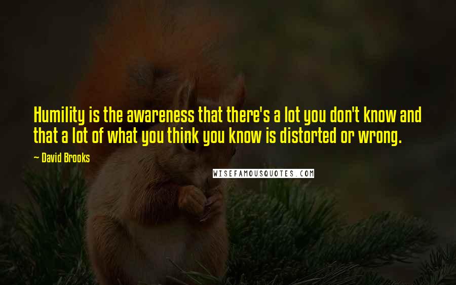 David Brooks Quotes: Humility is the awareness that there's a lot you don't know and that a lot of what you think you know is distorted or wrong.